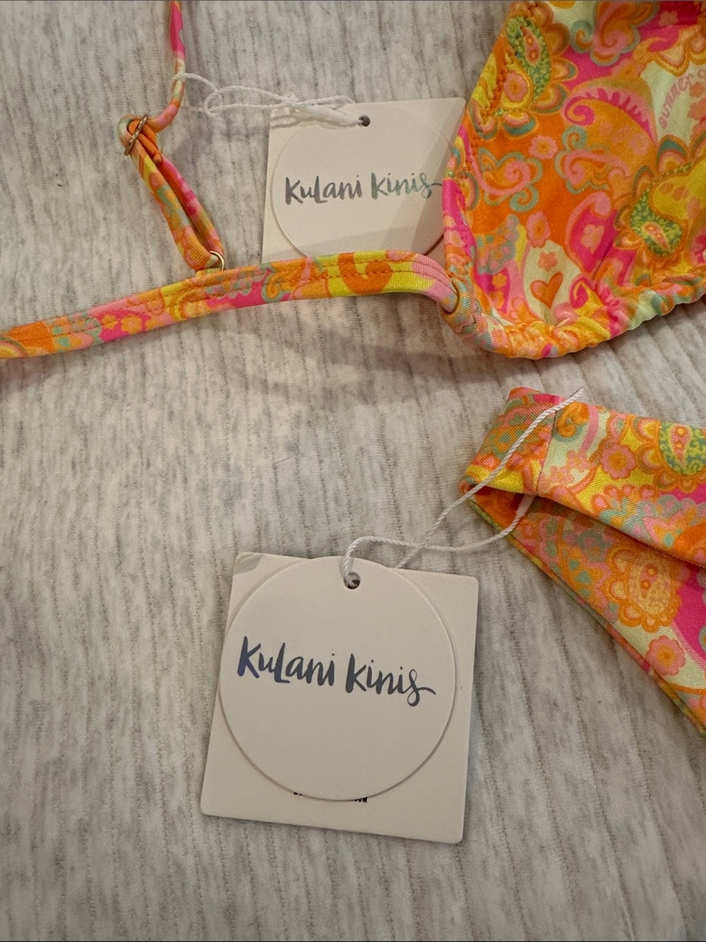 Kulani Kinis Orange Pink Paisley Triangle Bikini - Picture 3 of 5